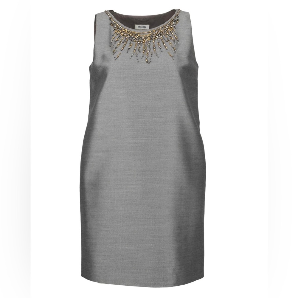 Moschino Embellished Shift Dress Grey